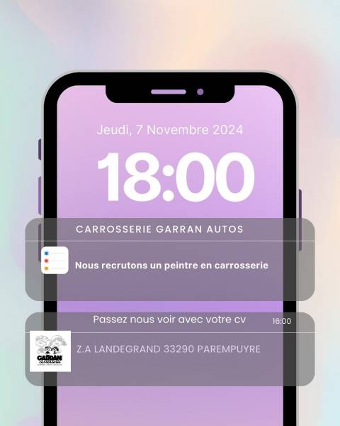 Recrutement peintre en carrosserie